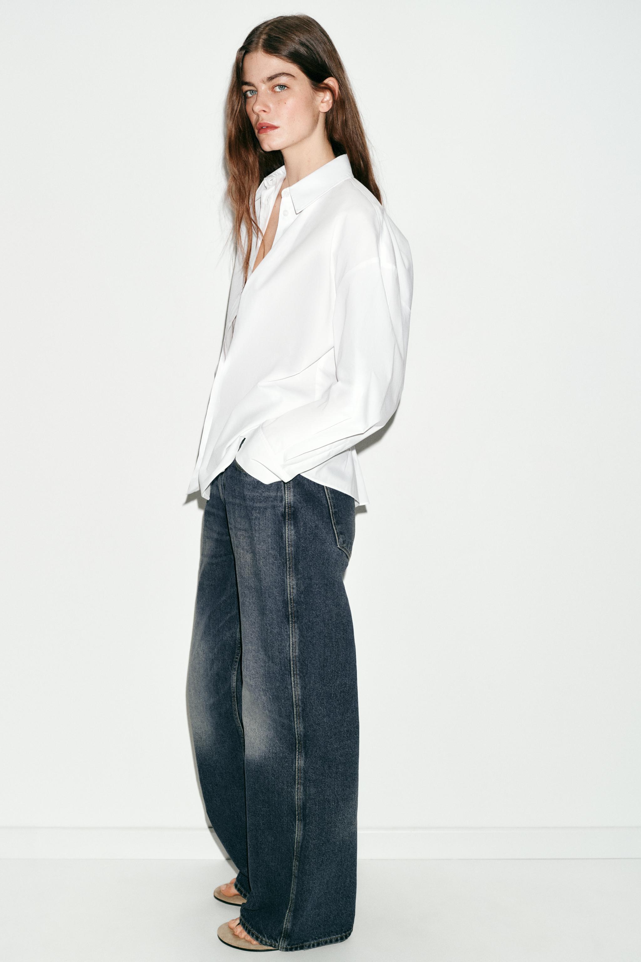 CHEMISE EN POPELINE À PINCES AU DOS
